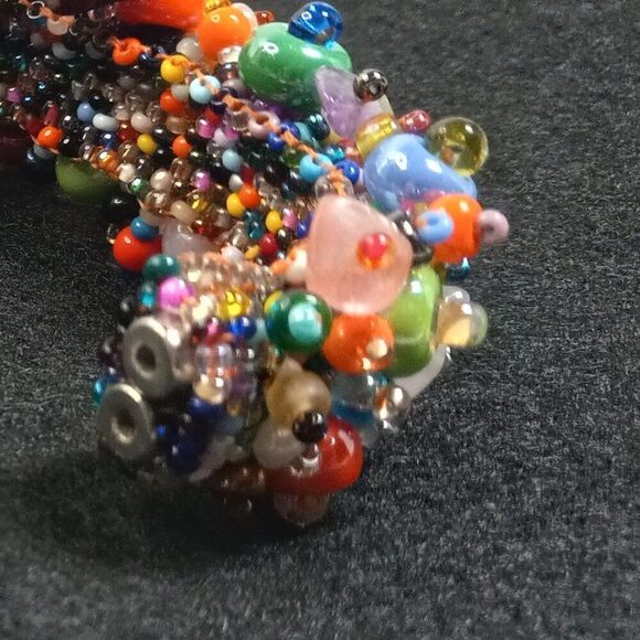 Woven Beaded Magnetic Bracelet Work of Art Handcrafted Cottagecore Kitsch Chic - Picture 6 of 8